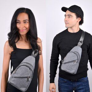 Gray Crossbody Sling Bag Backpack Men Women